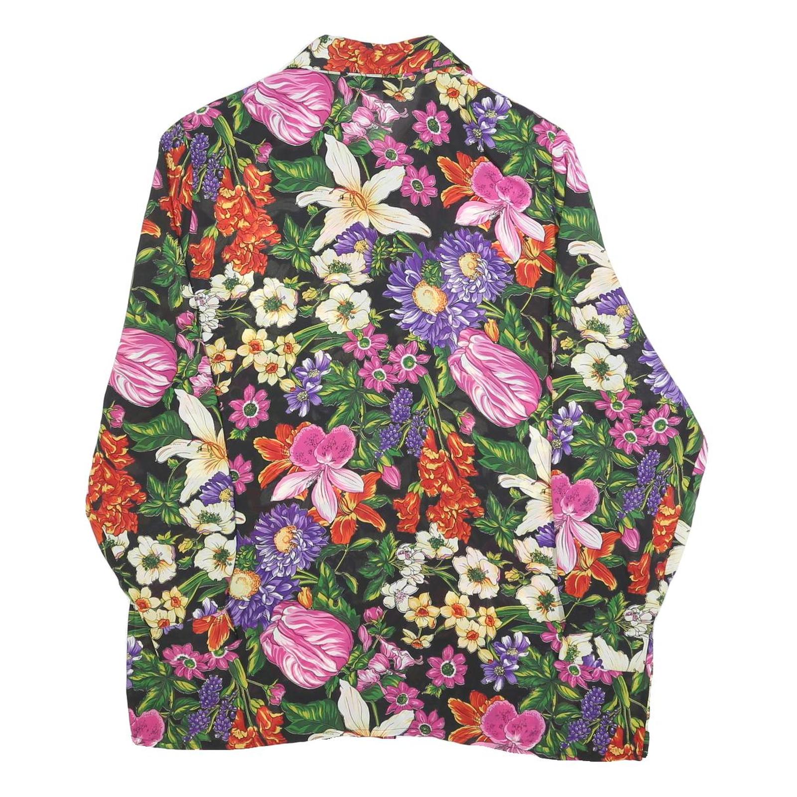 NYGARD Womens Black Floral Printed Shirt Long Sleeve Collared L Stylish