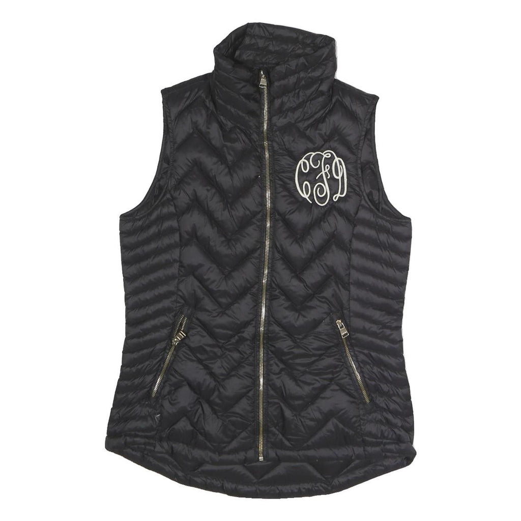 CALVIN KLEIN Womens Black Nylon Quilted Sleeveless Jacket S Zip Closure