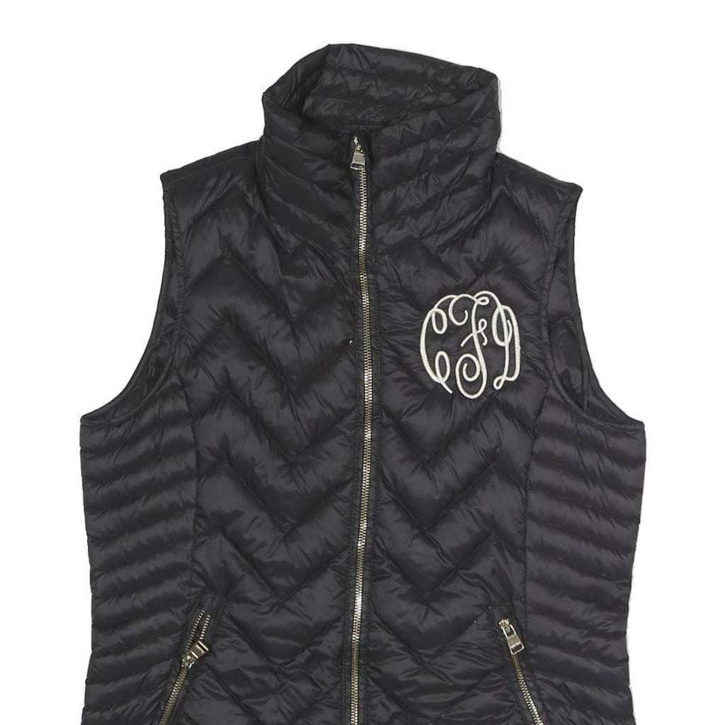 CALVIN KLEIN Womens Black Nylon Quilted Sleeveless Jacket S Zip Closure