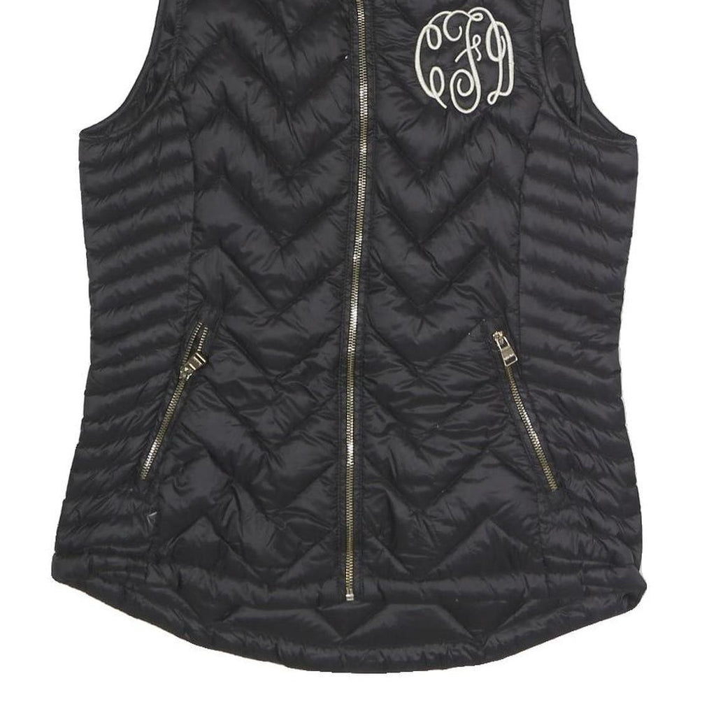 CALVIN KLEIN Womens Black Nylon Quilted Sleeveless Jacket S Zip Closure