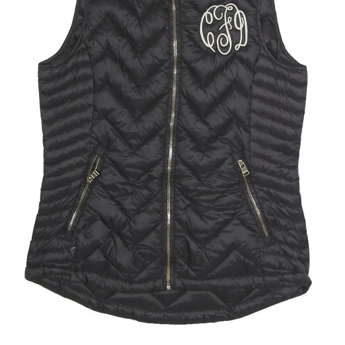 CALVIN KLEIN Womens Black Nylon Quilted Sleeveless Jacket S Zip Closure