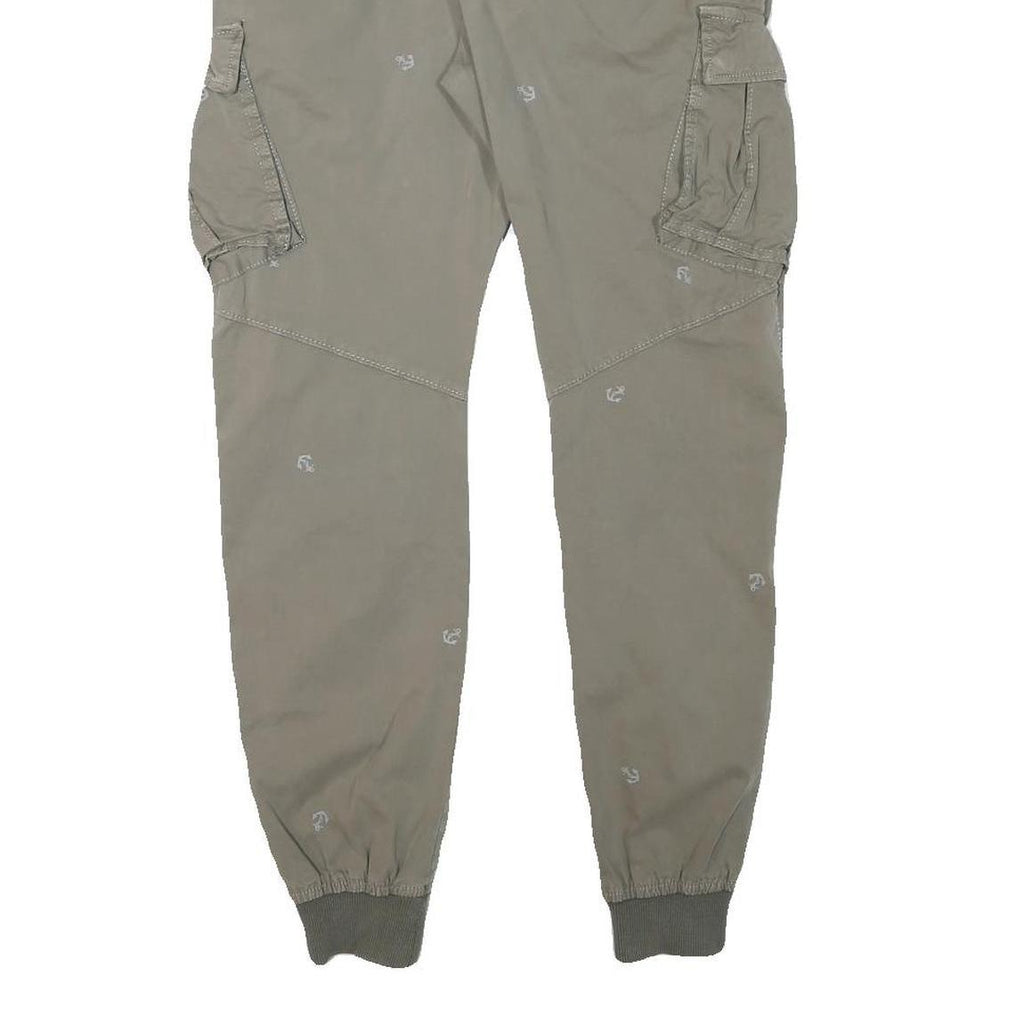 LIONEL Mens Cotton Blend Beige Relaxed Cargo Jogger Trousers W29 L27 Casual