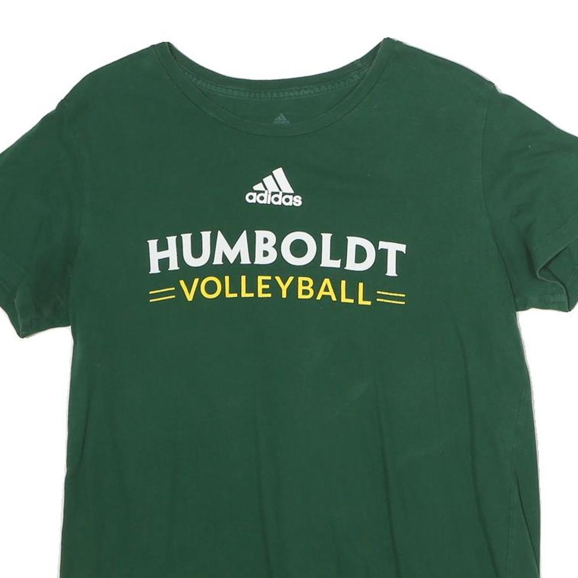 ADIDAS Womens Green Humboldt Volleyball T-Shirt L Short Sleeve Crew Neck Cotton