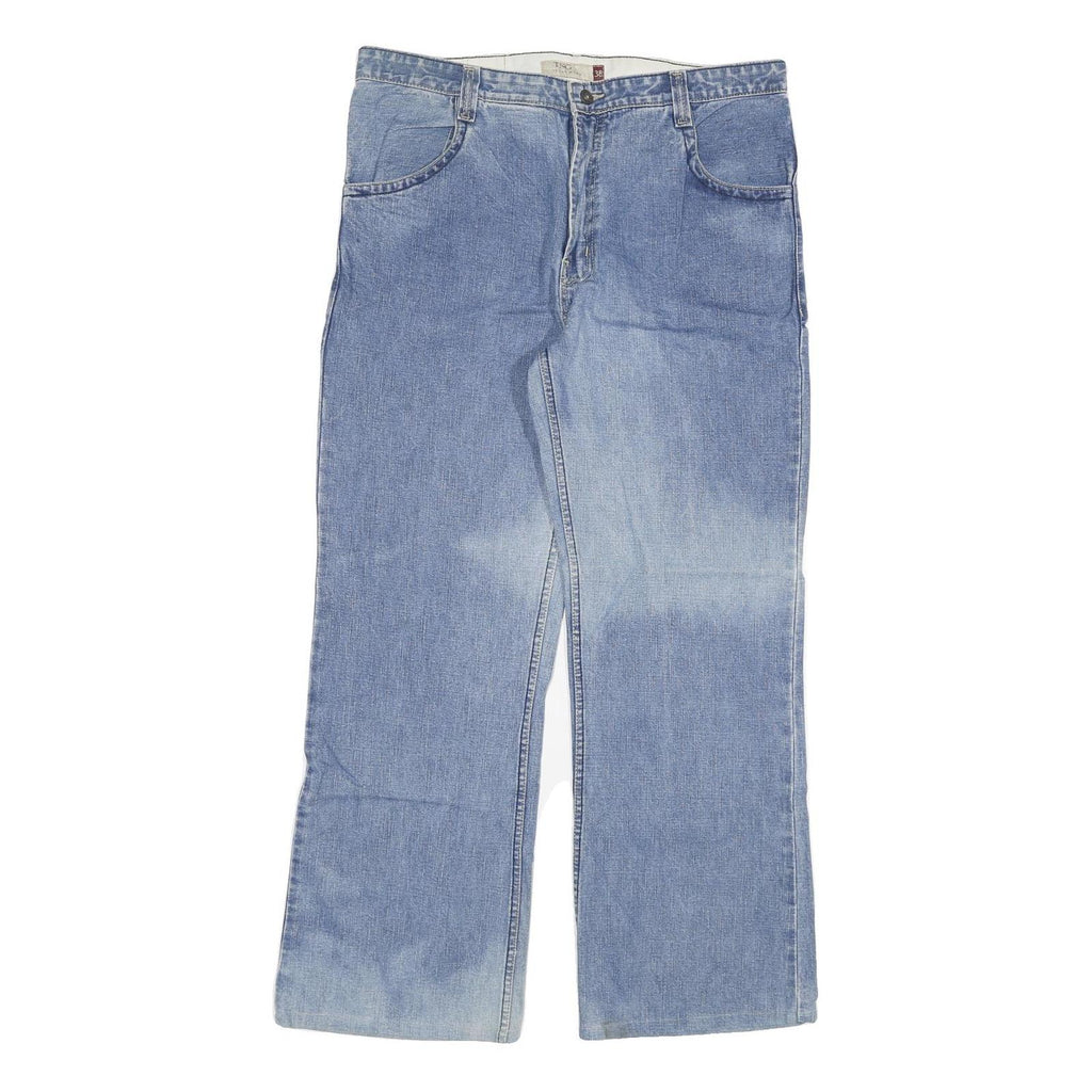 TNG Mens Blue Regular Fit Straight Denim Jeans W38 L30 Classic Cotton Blend Zip