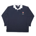 NEW MODEL Mens Navy Blue & White England Long Sleeve Polo Shirt 5XL Cotton Blend