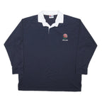 NEW MODEL Mens Navy Blue & White England Long Sleeve Polo Shirt 5XL Cotton Blend