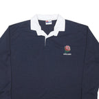 NEW MODEL Mens Navy Blue & White England Long Sleeve Polo Shirt 5XL Cotton Blend