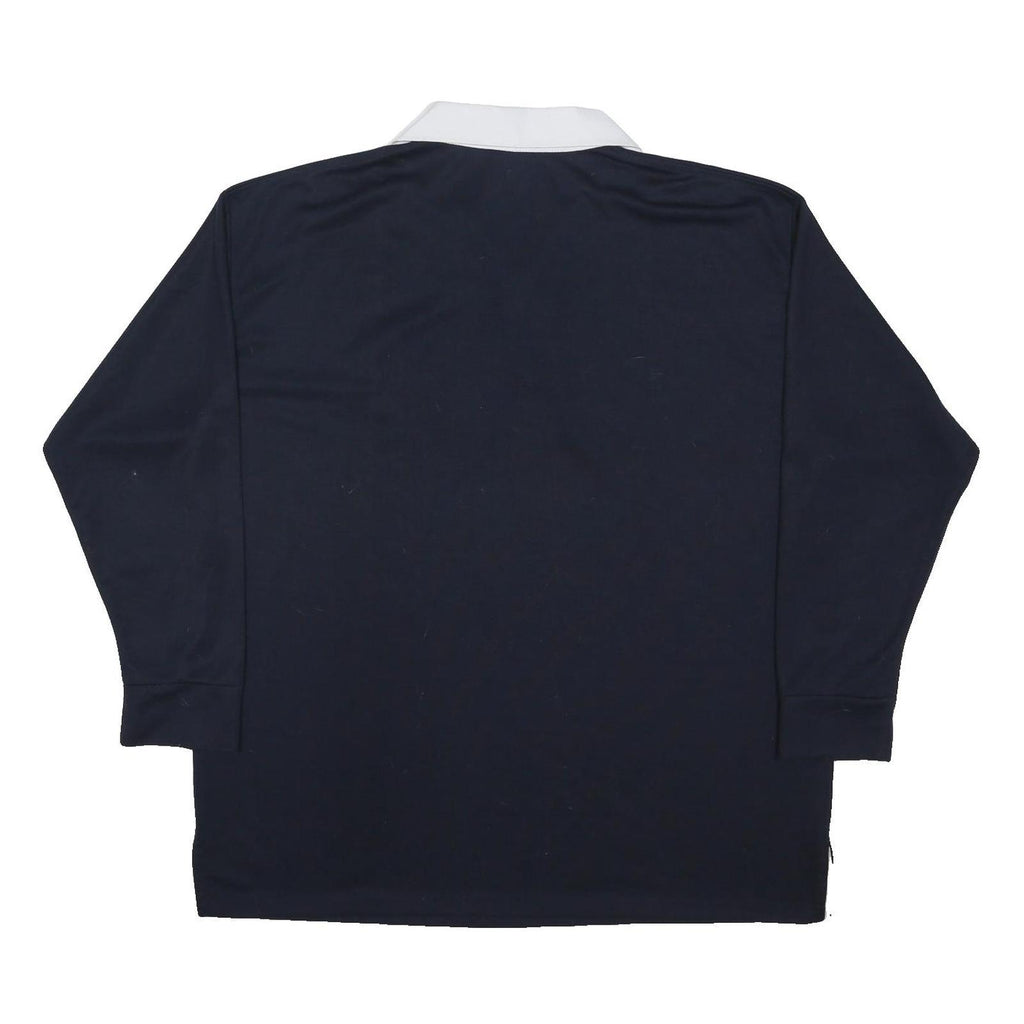 NEW MODEL Mens Navy Blue & White England Long Sleeve Polo Shirt 5XL Cotton Blend