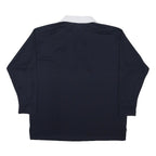 NEW MODEL Mens Navy Blue & White England Long Sleeve Polo Shirt 5XL Cotton Blend