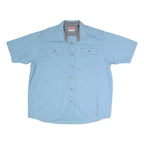 WRANGLER Mens Blue Casual Shirt XL Cotton Blend Button Front Short Sleeve