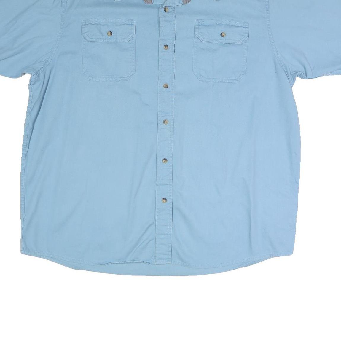 WRANGLER Mens Blue Casual Shirt XL Cotton Blend Button Front Short Sleeve