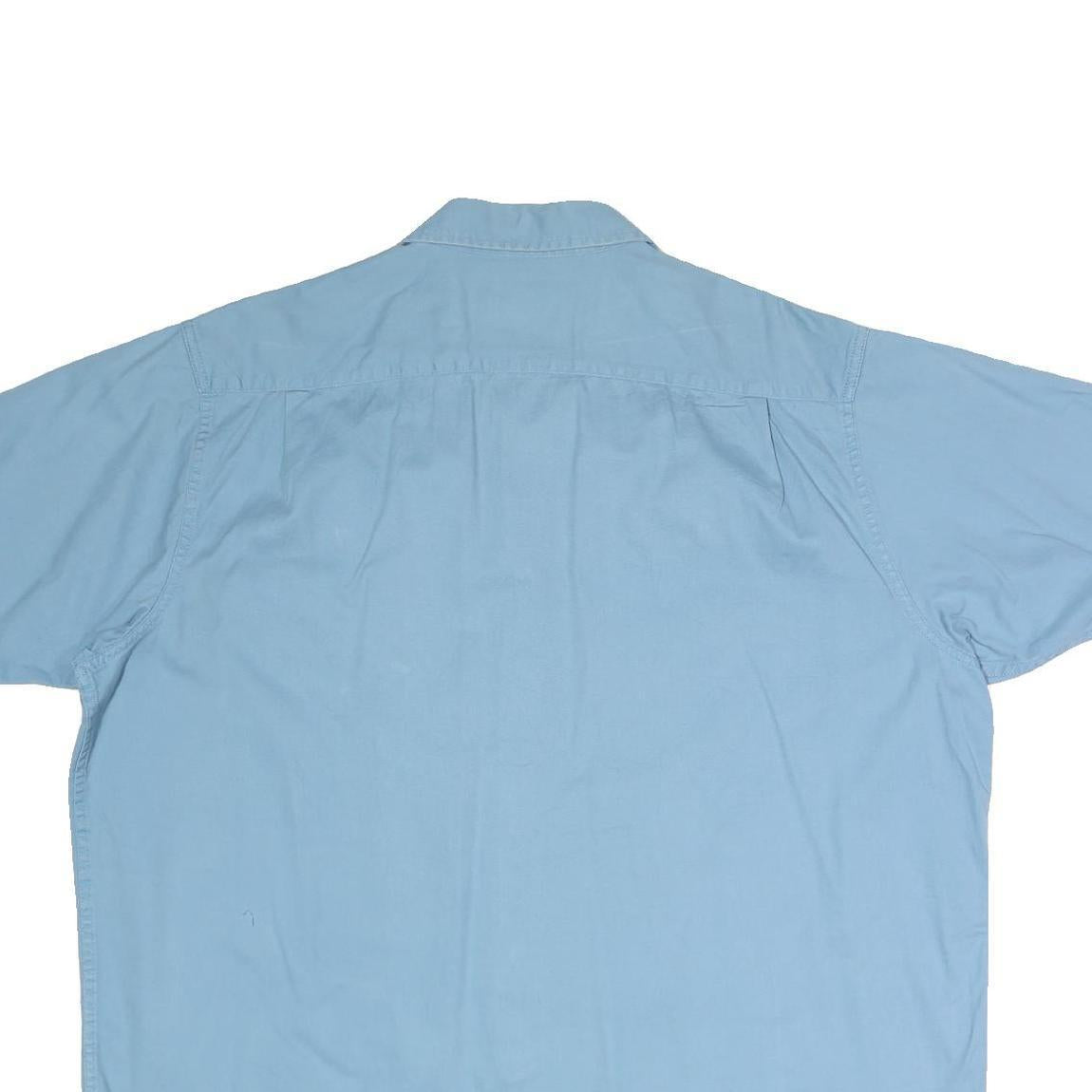 WRANGLER Mens Blue Casual Shirt XL Cotton Blend Button Front Short Sleeve