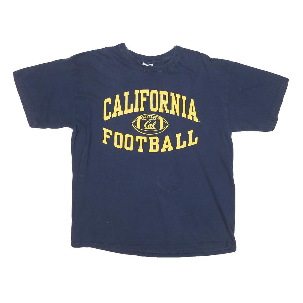 GILDAN Mens Navy Blue California Football Graphic T-Shirt L Short Sleeve Crew