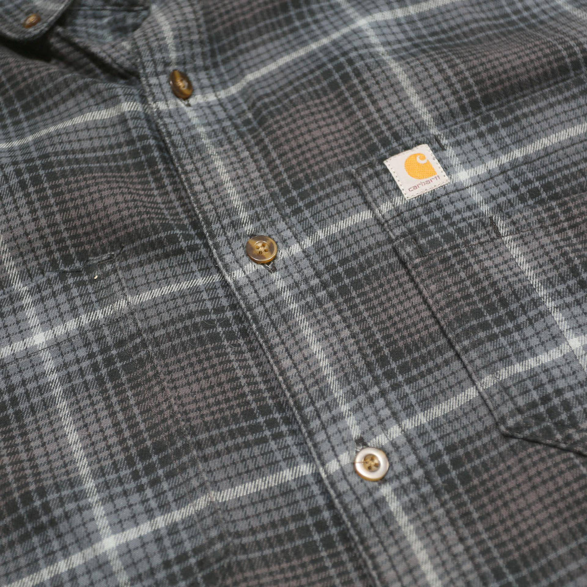 CARHARTT Mens Blue Grey Check Shirt L Button-Down Collar Long Sleeve Casual