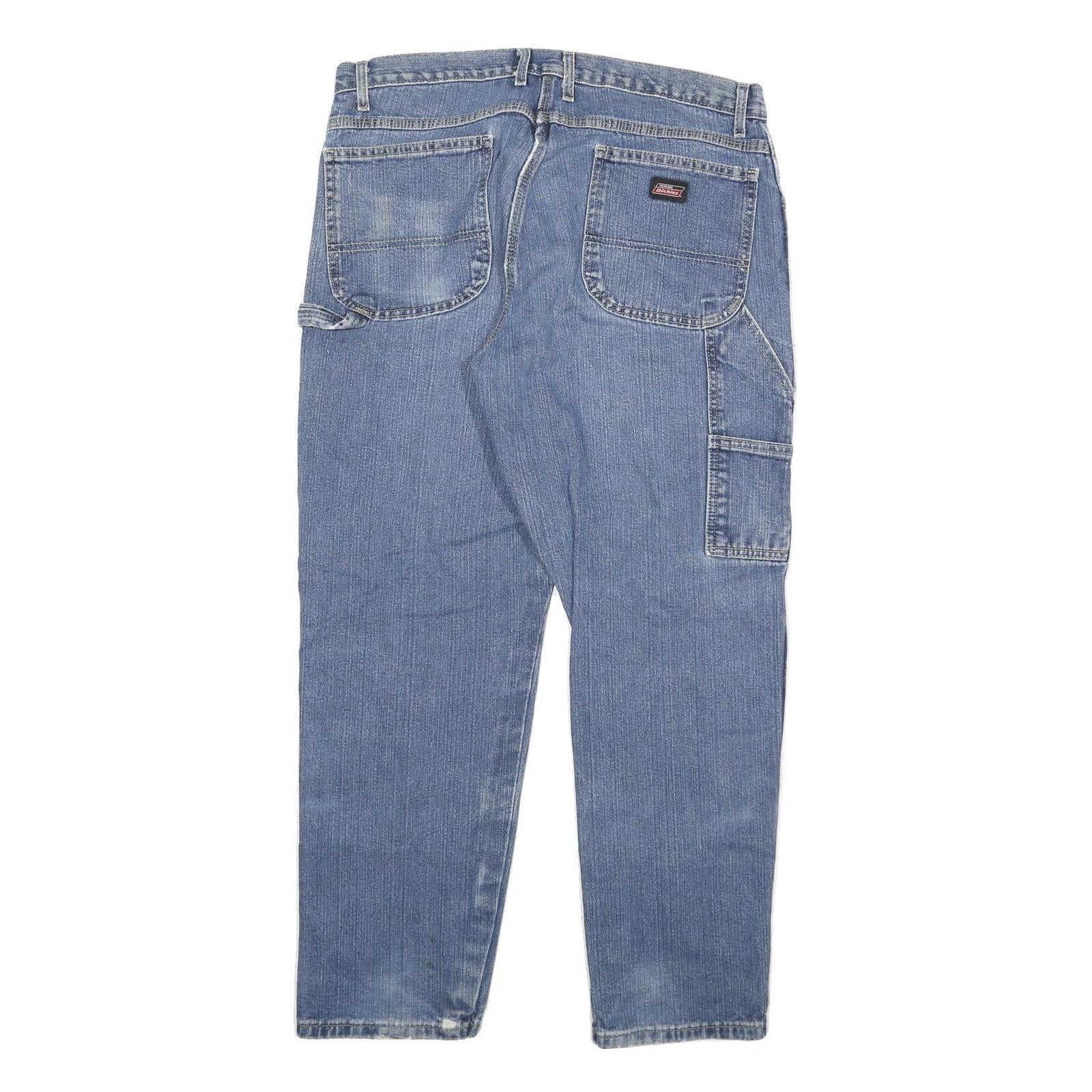 DICKIES Mens Jeans Blue Slim Straight Denim Medium W36 L30 Workwear Utility