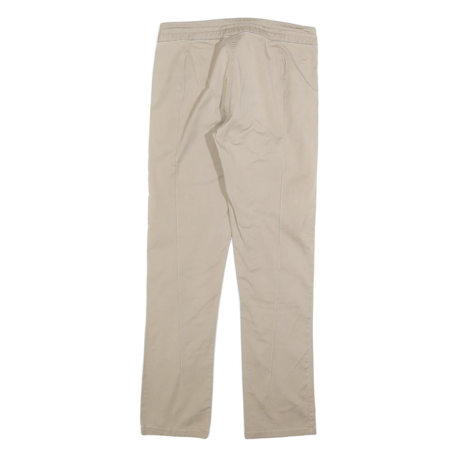 NIKE Womens Beige Slim Straight Woven Cotton Blend Trousers W28 L28 Zip Pocket