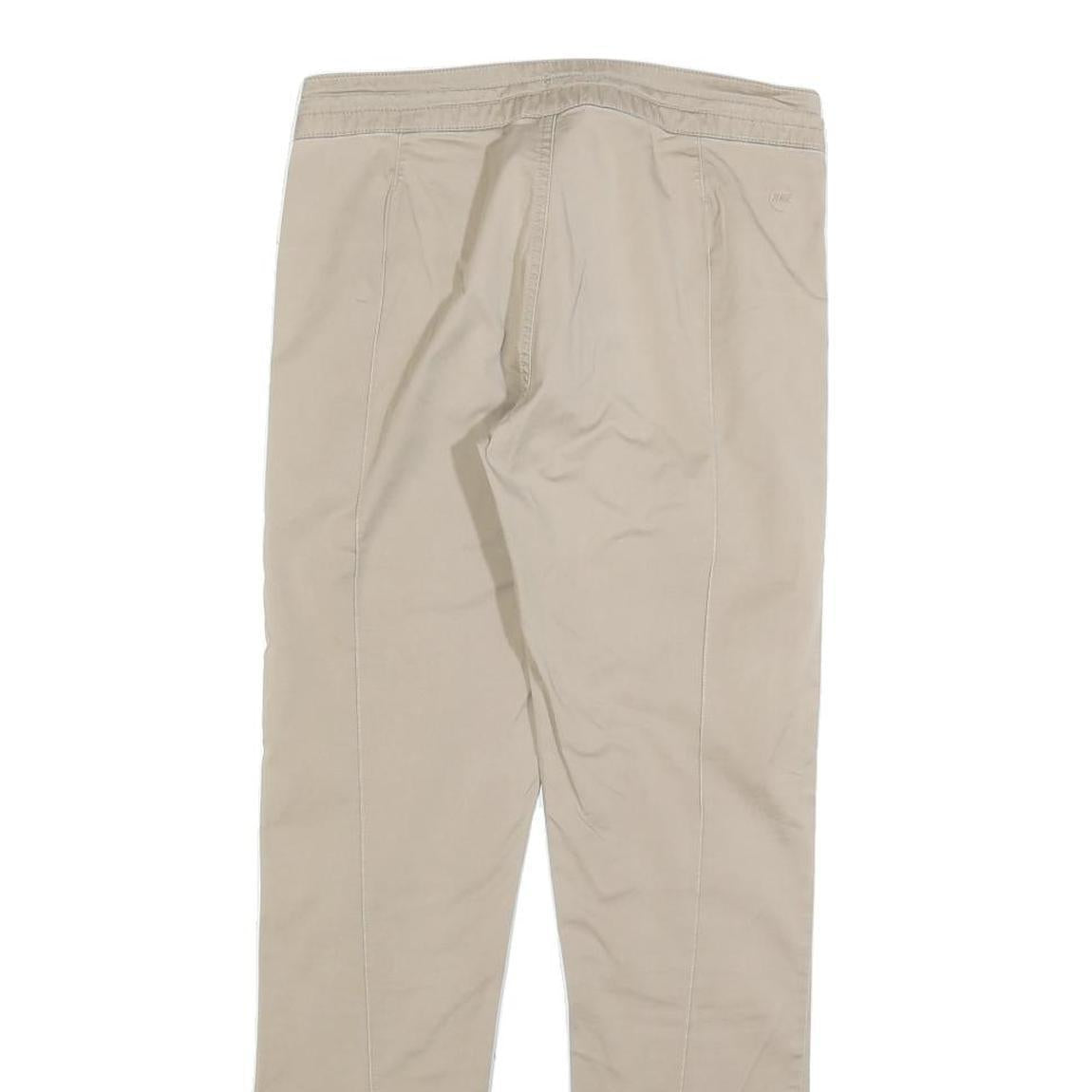 NIKE Womens Beige Slim Straight Woven Cotton Blend Trousers W28 L28 Zip Pocket