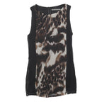 ZARA Womens Black & Brown Animal Print Sleeveless Shift Dress Size M Elegant