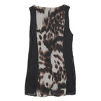 ZARA Womens Black & Brown Animal Print Sleeveless Shift Dress Size M Elegant
