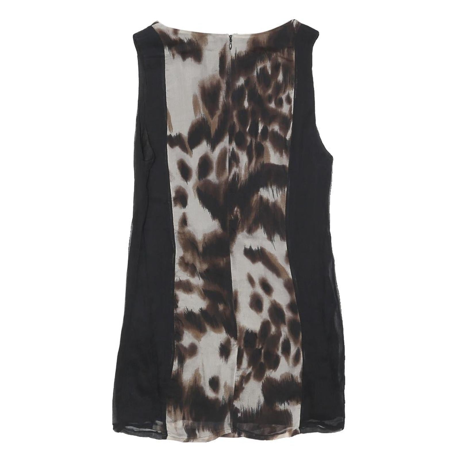 ZARA Womens Black & Brown Animal Print Sleeveless Shift Dress Size M Elegant