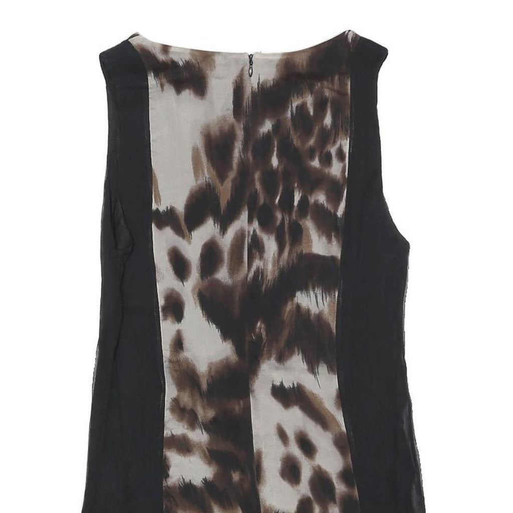 ZARA Womens Black & Brown Animal Print Sleeveless Shift Dress Size M Elegant