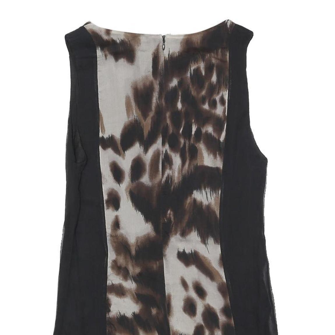 ZARA Womens Black & Brown Animal Print Sleeveless Shift Dress Size M Elegant