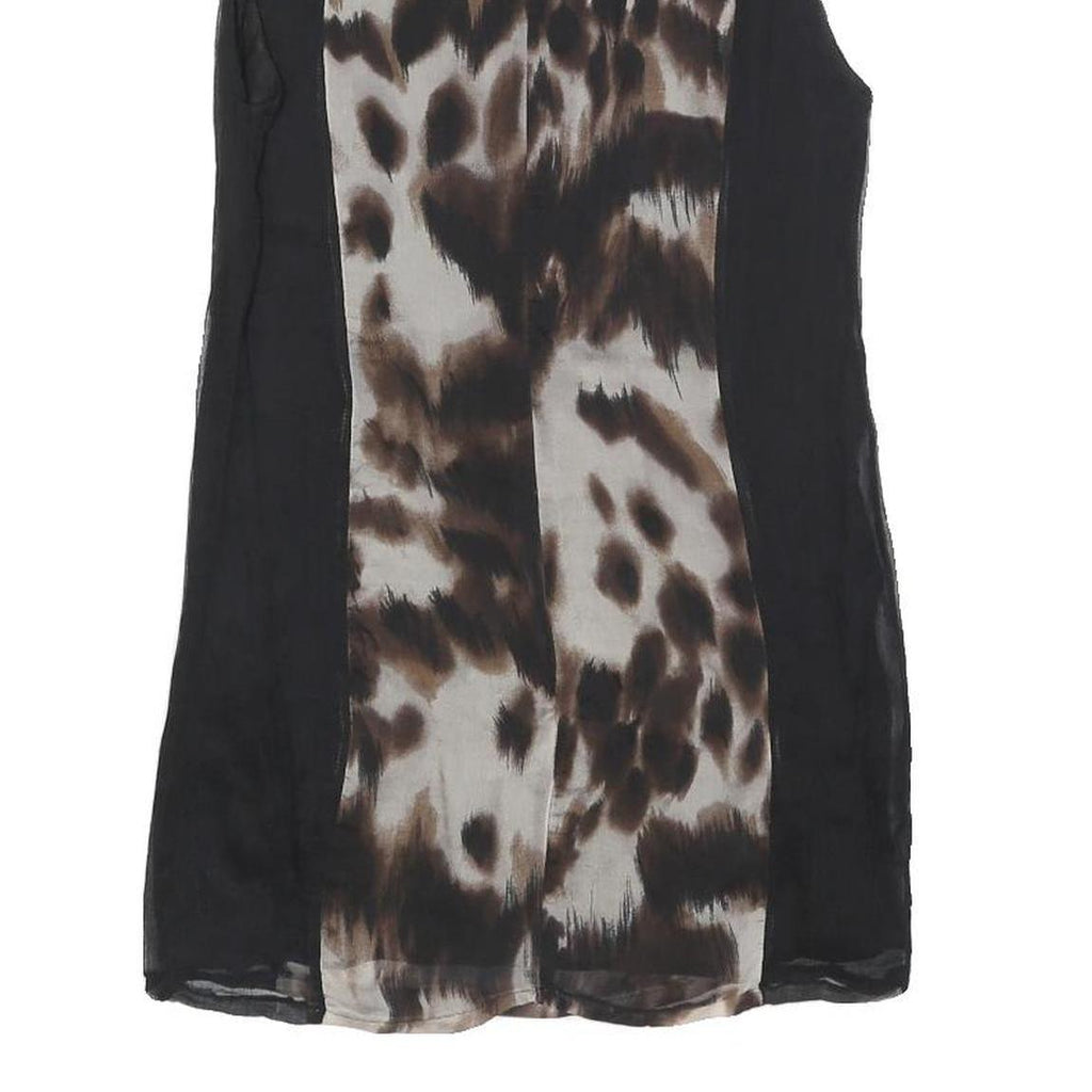 ZARA Womens Black & Brown Animal Print Sleeveless Shift Dress Size M Elegant