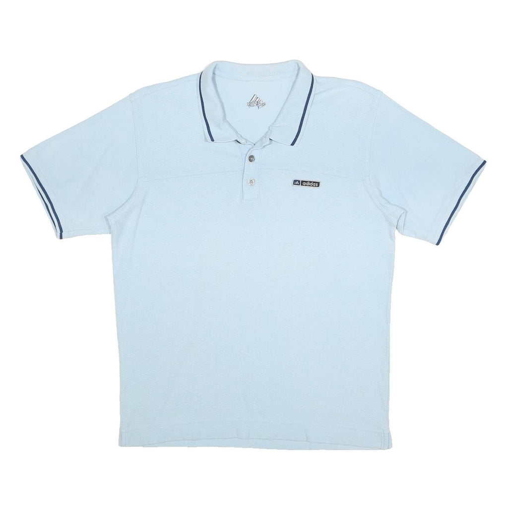 ADIDAS Mens Light Blue Polo Shirt M Cotton Blend Short Sleeve Classic Casual