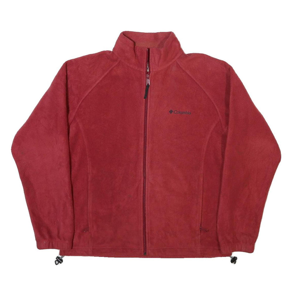 COLUMBIA Mens Red Jacket L Polyester Blend Plain Zip Outdoor Warm Casual