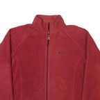 COLUMBIA Mens Red Jacket L Polyester Blend Plain Zip Outdoor Warm Casual