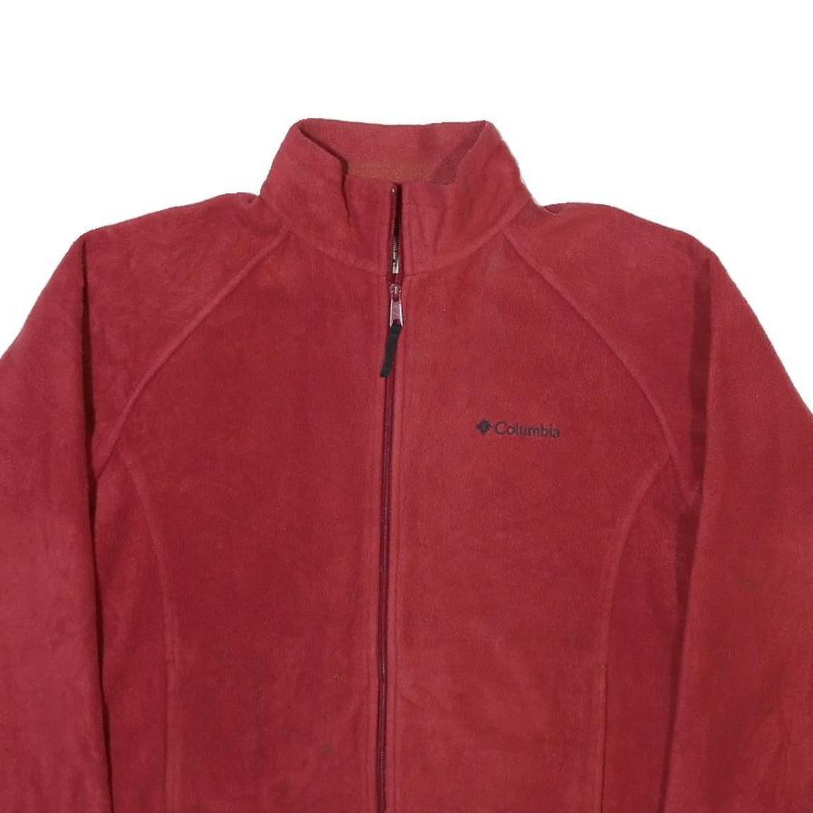 COLUMBIA Mens Red Jacket L Polyester Blend Plain Zip Outdoor Warm Casual