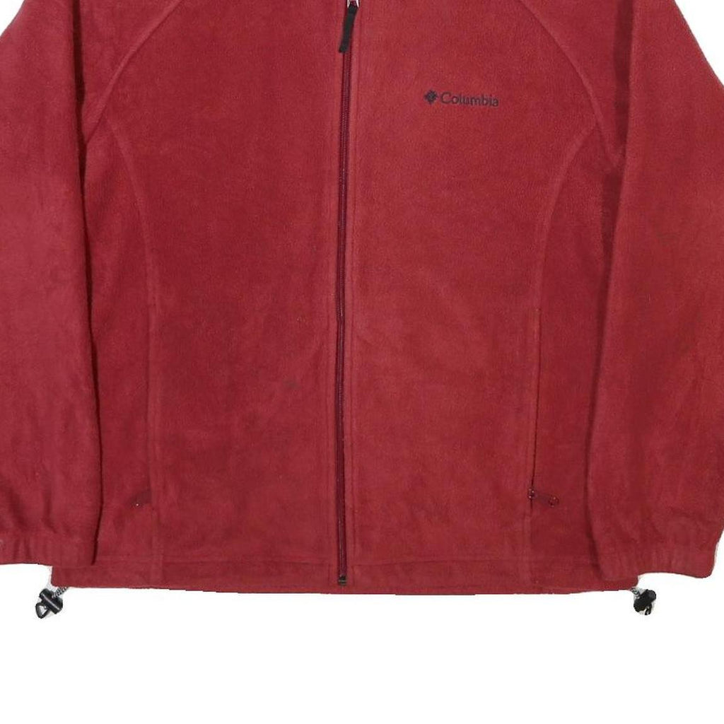 COLUMBIA Mens Red Jacket L Polyester Blend Plain Zip Outdoor Warm Casual