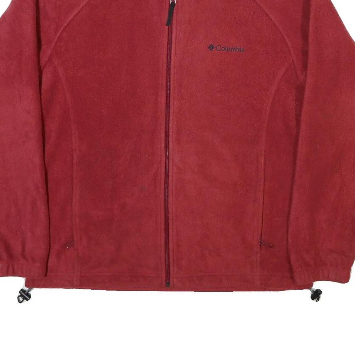 COLUMBIA Mens Red Jacket L Polyester Blend Plain Zip Outdoor Warm Casual