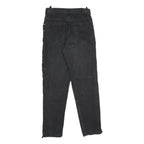 C&A Womens Classic Black Cotton Denim Jeans W28 L30 Side Lace Up Zip Closure