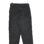 C&A Womens Classic Black Cotton Denim Jeans W28 L30 Side Lace Up Zip Closure