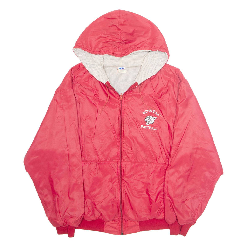 RUSSELL ATHLETIC Morehead Football Mens Rain Jacket Red Nylon USA Hooded L