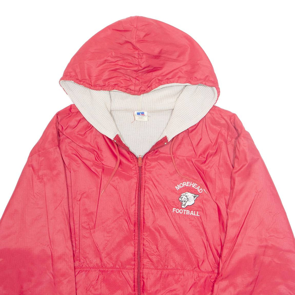 RUSSELL ATHLETIC Morehead Football Mens Rain Jacket Red Nylon USA Hooded L