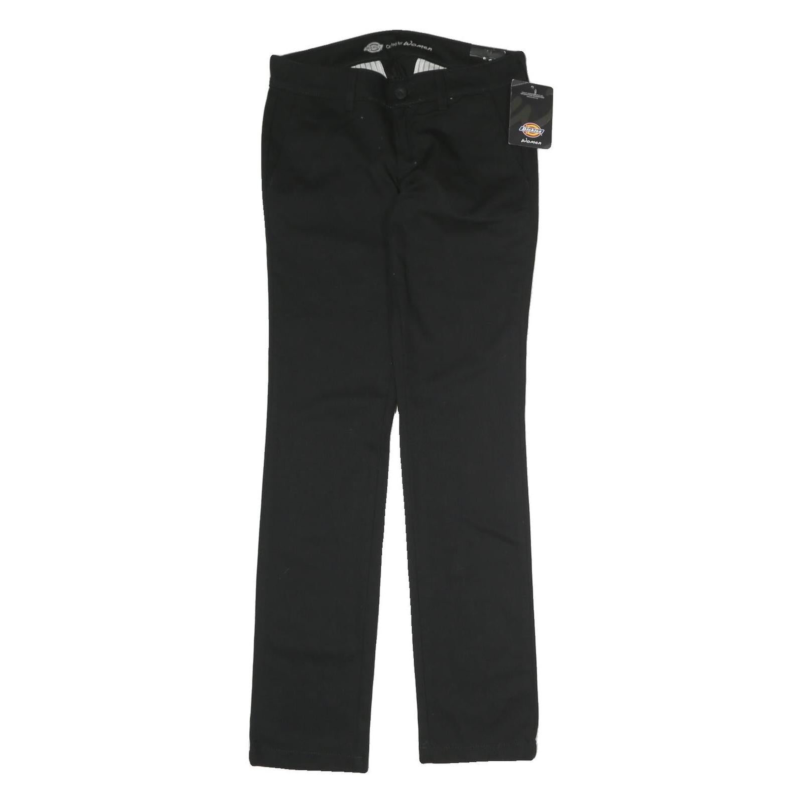 DICKIES Womens Cotton Blend Black Slim Straight Trousers W30 L32 Workwear