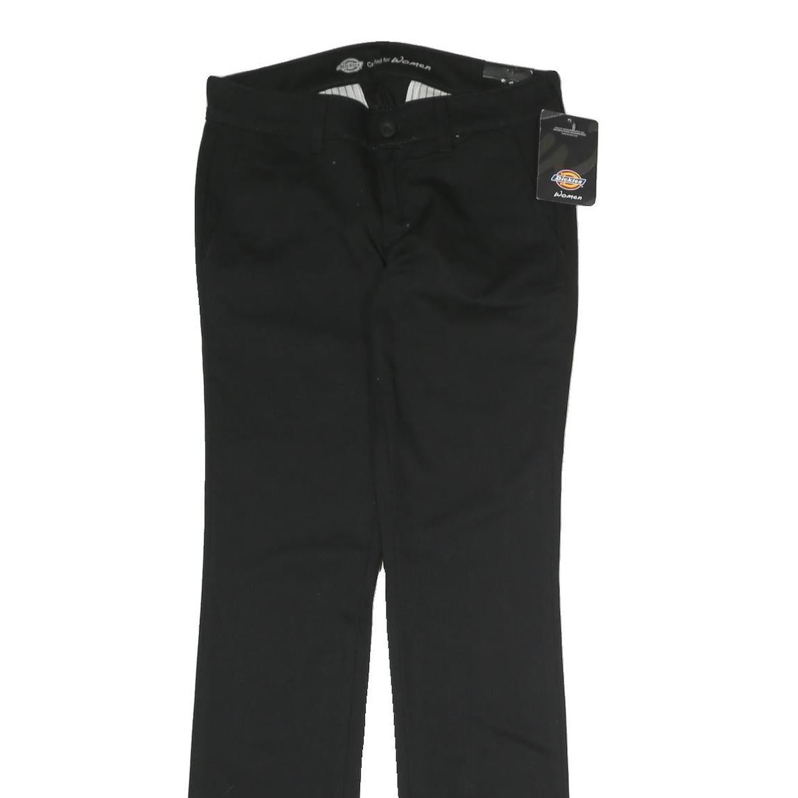 DICKIES Womens Cotton Blend Black Slim Straight Trousers W30 L32 Workwear