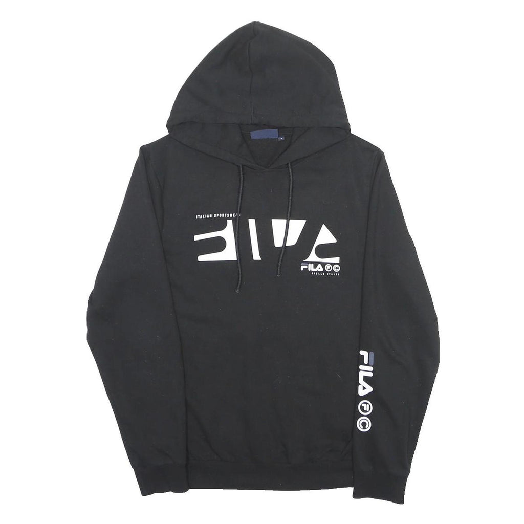 FILA Mens Black Pullover Hoodie S Printed Cotton Blend Casual