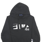 FILA Mens Black Pullover Hoodie S Printed Cotton Blend Casual