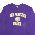 GILDAN Mens Purple San Francisco State Long Sleeve Crew Neck T-Shirt L Cotton