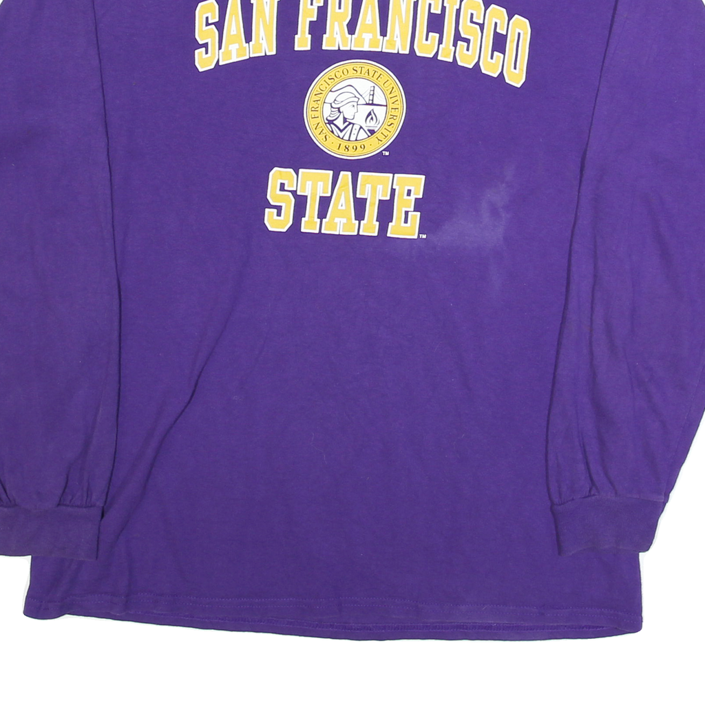 GILDAN Mens Purple San Francisco State Long Sleeve Crew Neck T-Shirt L Cotton