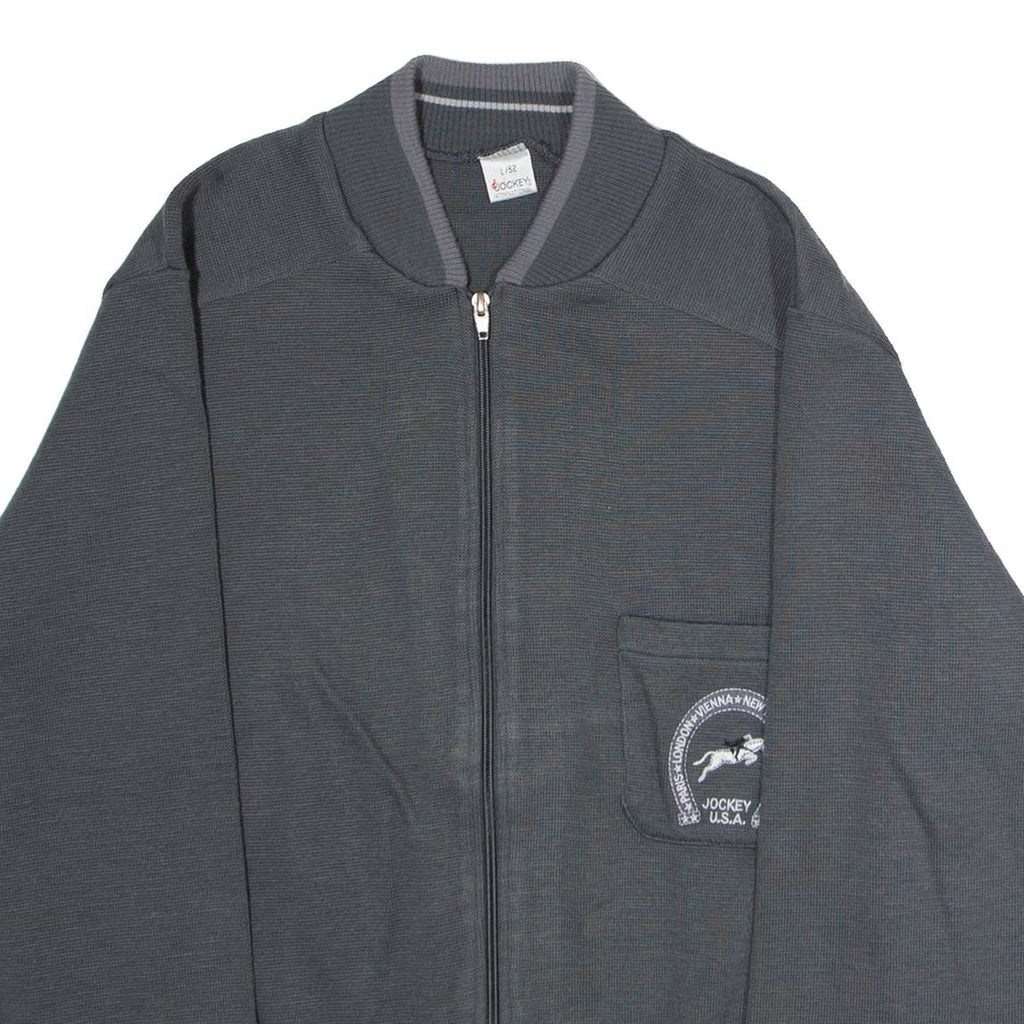 JOCKEY INTERNATIONAL Mens Bomber Jacket Grey Knit 90s L