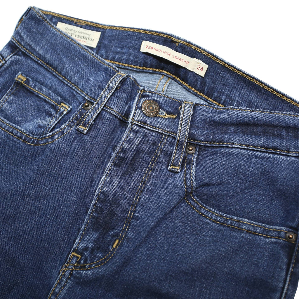 LEVI'S 724 Womens Jeans Blue Slim Skinny Denim Medium W24 L28 Skinny Fit