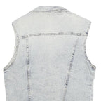 ZARA Mens Blue Denim Sleeveless Jacket L Cotton Blend Button Closure Casual