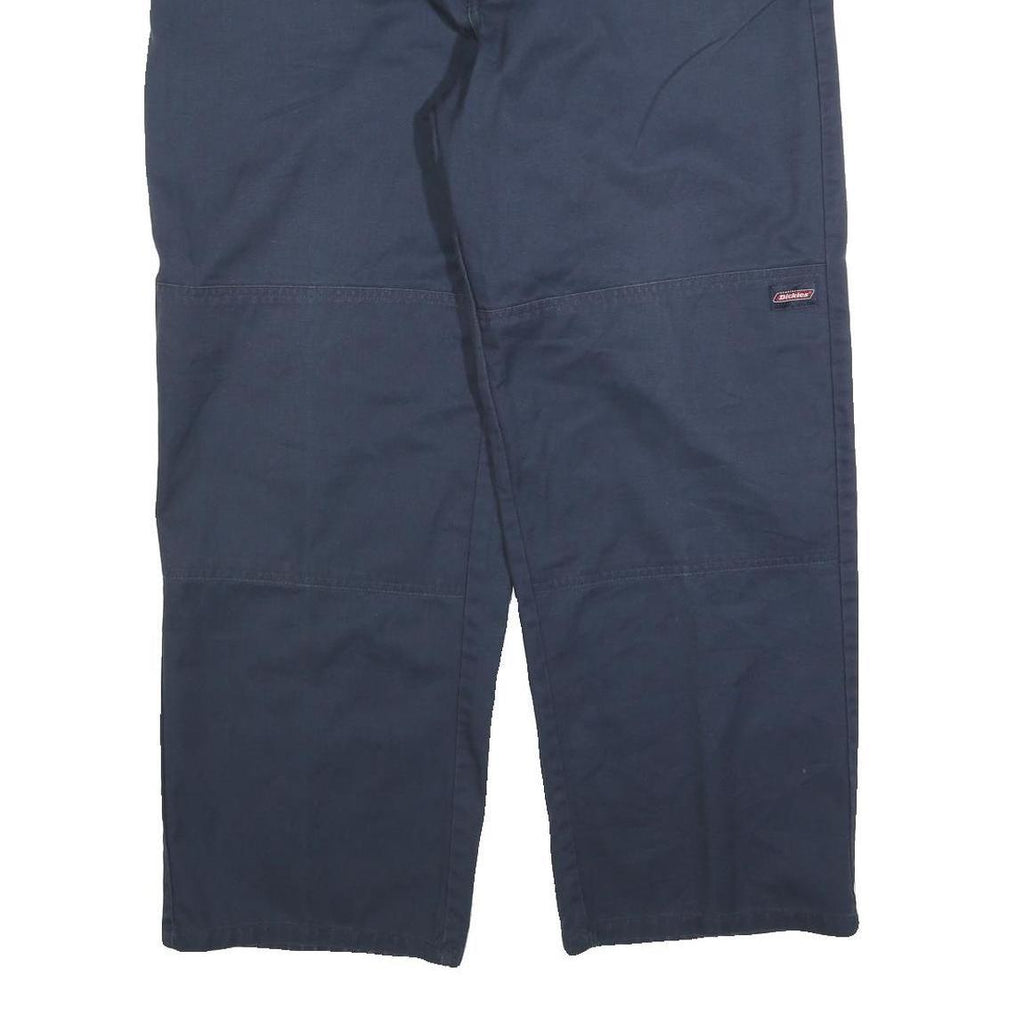 DICKIES Mens Navy Blue Regular Fit Straight Trousers W38 L30 Cotton Blend Zip