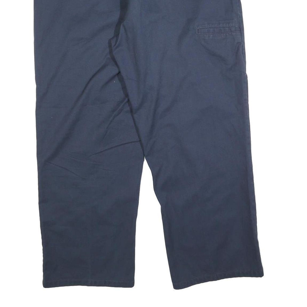 DICKIES Mens Navy Blue Regular Fit Straight Trousers W38 L30 Cotton Blend Zip