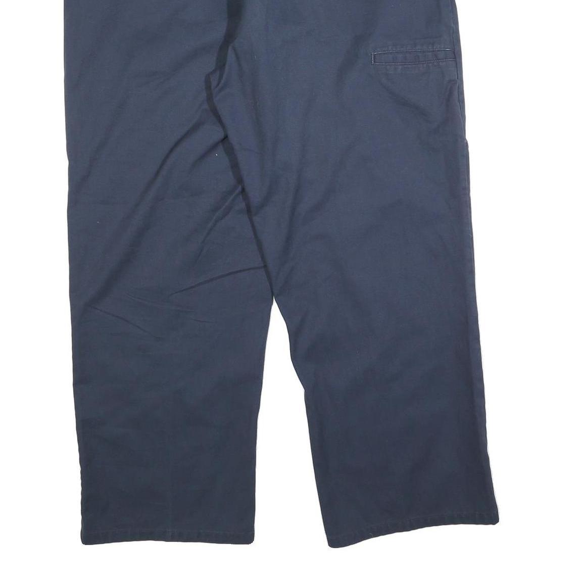 DICKIES Mens Navy Blue Regular Fit Straight Trousers W38 L30 Cotton Blend Zip