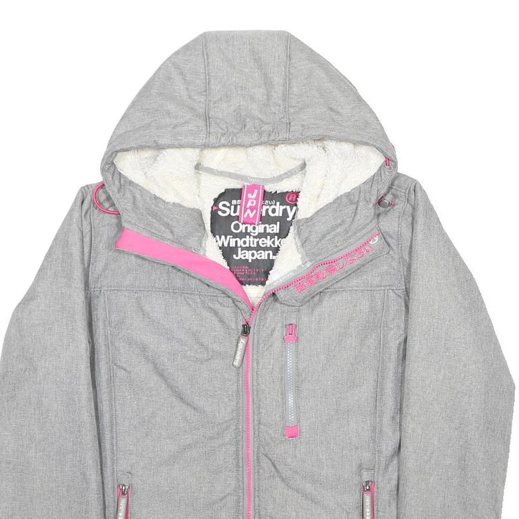 SUPERDRY Girls Grey & Pink Windtrekker XL Polyester Jacket Zip Hooded